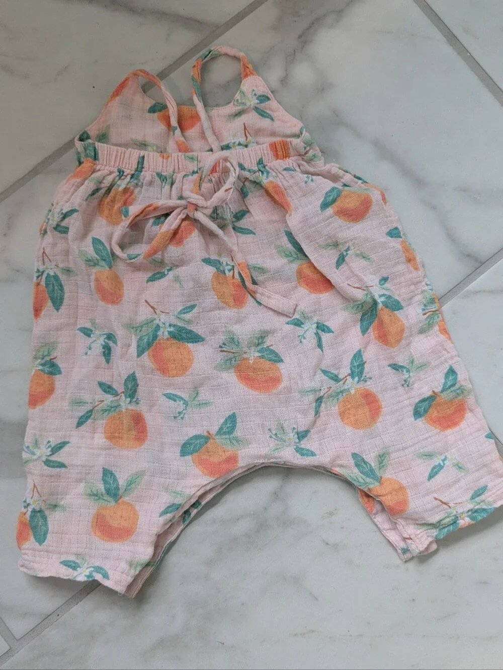 Angel Dear Orange Blossoms Muslin Cotton Romper 3-6m